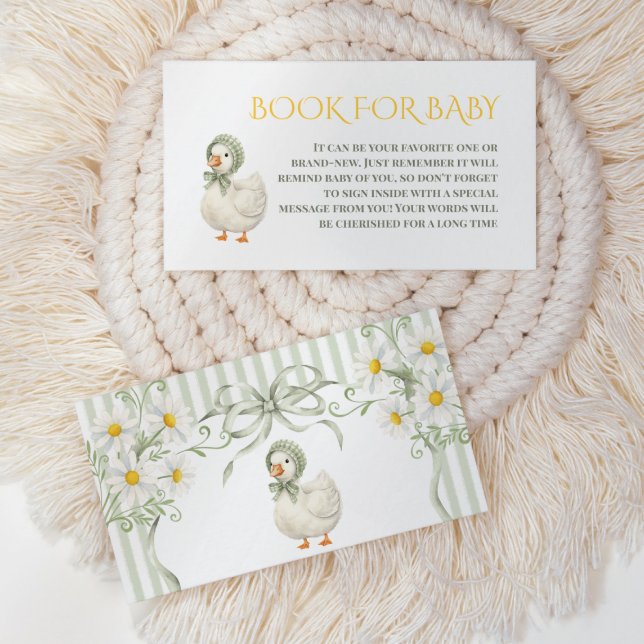 Carte D'accompagnement Livre Vert Silly Goose Neutre Pour Baby Shower (Créateur téléchargé)