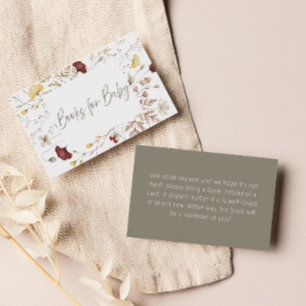 Carte D'accompagnement Livres à cadres floraux rustiques pour bébé