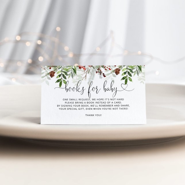 Carte D'accompagnement Livres à feuillage persistant de neige de Noël pou (Créateur téléchargé)