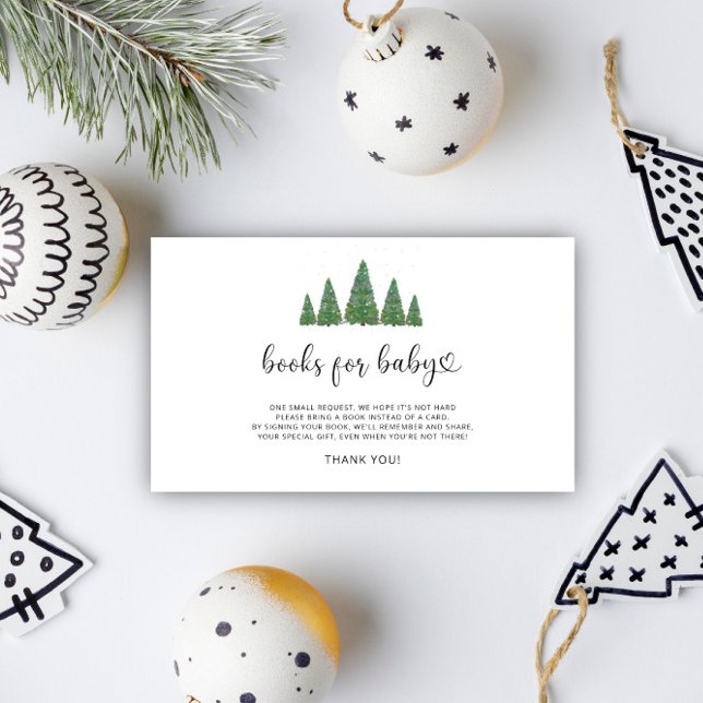 Carte D'accompagnement Livres à feuillage persistant de neige de Noël pou (Créateur téléchargé)