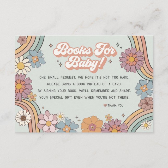 Carte D'accompagnement Livres à les années 70 floraux super pour invitati (Devant)