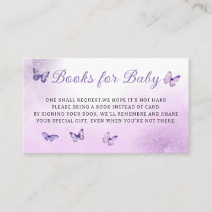 Carte D'accompagnement Livres à papillons mignons Boho violet pour bébé