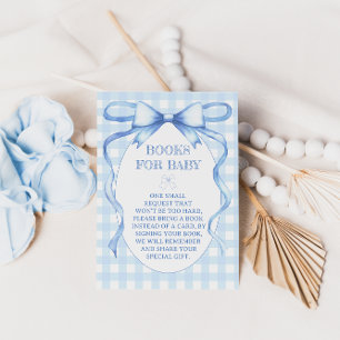 Carte D'accompagnement Livres à ruban à nœud bleu pour bébé aquarelle