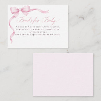 Carte D'accompagnement Livres à ruban rose coquette pour Baby Shower