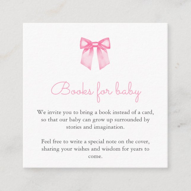 Carte D'accompagnement Livres à ruban rose pour bébé (Devant)