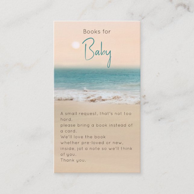 Carte D'accompagnement Livres à thème de plage pour Baby shower (Devant)