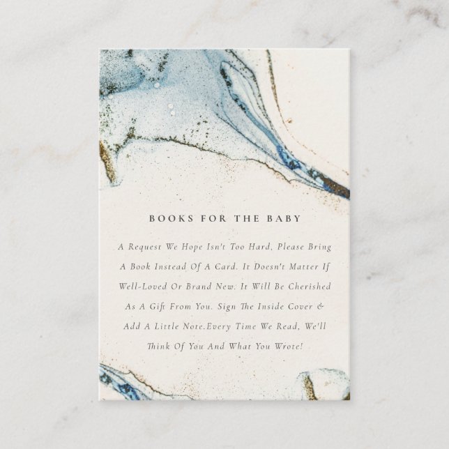 Carte D'accompagnement Livres Abstraits Blue Gold Beachy Pour Baby shower (Devant)