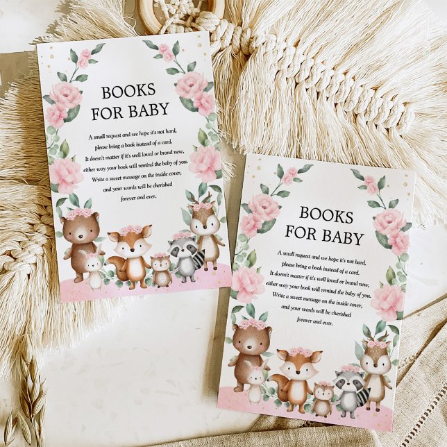 Carte D'accompagnement Livres animaux en bois rose pâle pour bébé fille (Créateur téléchargé)