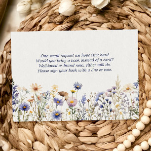 Carte D'accompagnement Livres aquarelle boho fleur bleue sauvage pour béb