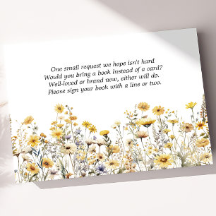 Carte D'accompagnement Livres aquarelle boho fleur sauvage jaune pour béb