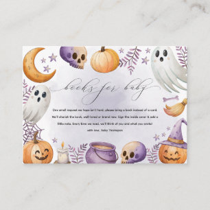 Carte D'accompagnement Livres aquarelle Halloween pour Baby Shower