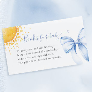 Carte D'accompagnement Livres aquarelle Soleil à nœud bleu pour bébé