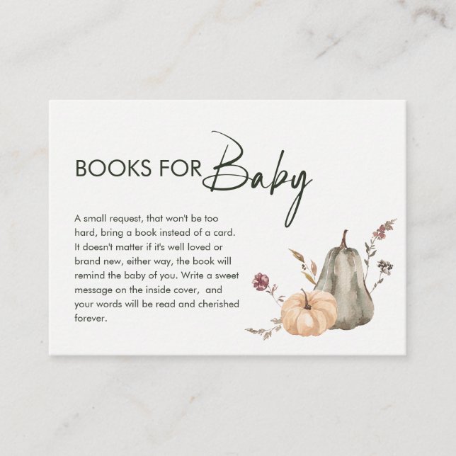 Carte D'accompagnement Livres Automne Citrouille pour Bébé (Devant)