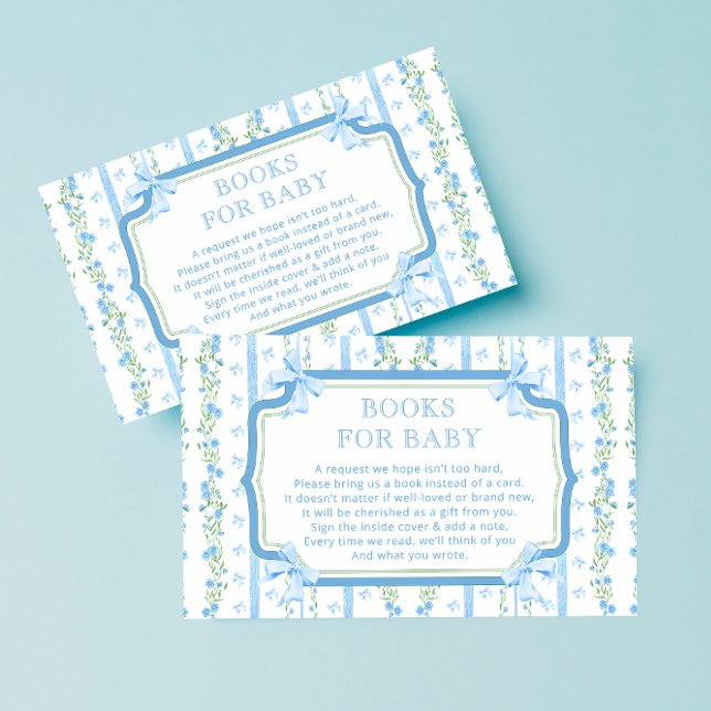 Carte D'accompagnement Livres Baby shower Blue Bow pour bébé (Créateur téléchargé)