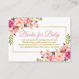 Carte D'accompagnement Livres Baby shower en or rose pour Baby Card