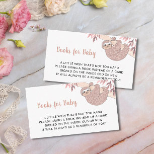 Carte D'accompagnement Livres Baby shower Rose Sloth Pour Bébé