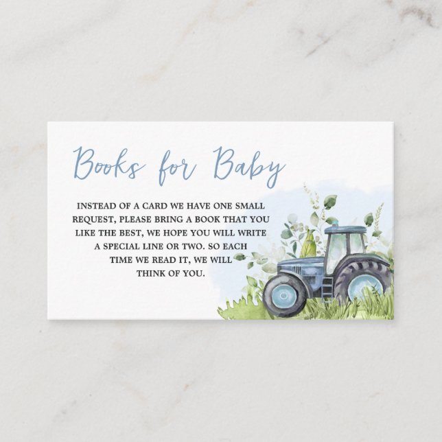 Carte D'accompagnement Livres Baby showers Blue Tractor pour bébé (Devant)