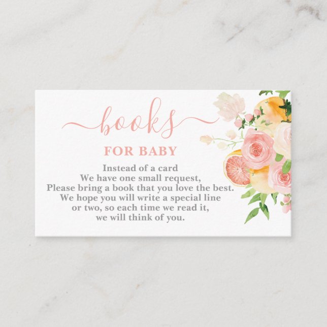 Carte D'accompagnement Livres Baby showers Citrus pour Baby Girl Card (Devant)