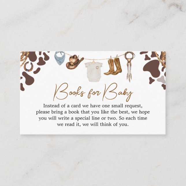 Carte D'accompagnement Livres Baby showers Cowboy pour bébé (Devant)