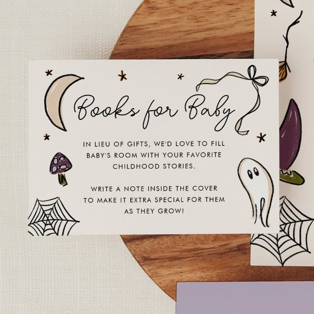Carte D'accompagnement Livres Baby showers d'Halloween illustrés pour béb (Our Little Boo is Almost Due - Illustrated Halloween Baby Shower Books for Baby Enclosure Card)