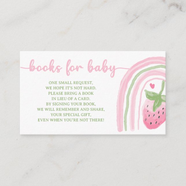 Carte D'accompagnement Livres Baby showers fraises pour bébé (Devant)
