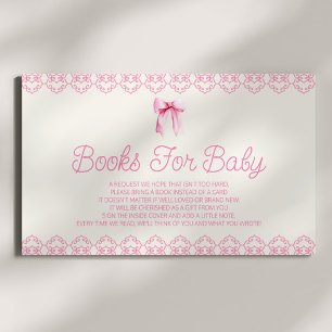 Carte D'accompagnement Livres Baby showers Pink Coquette Bow Pour Bébé