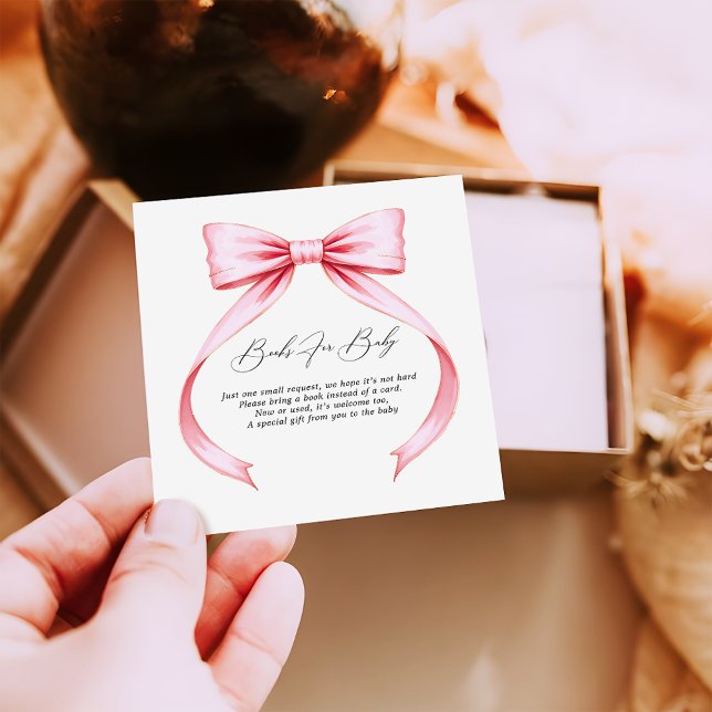 Carte D'accompagnement Livres Baby showers pour bébé Pink Coquette Bow (Créateur téléchargé)