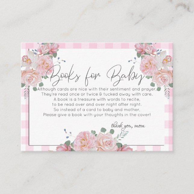 Carte D'accompagnement Livres baby showers pour bébé | Pink Floral Baby (Devant)