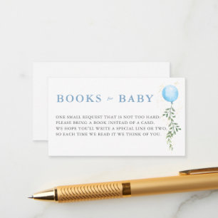Carte D'accompagnement Livres Ballon Bleu Douce Verdure Garçon Baby Showe