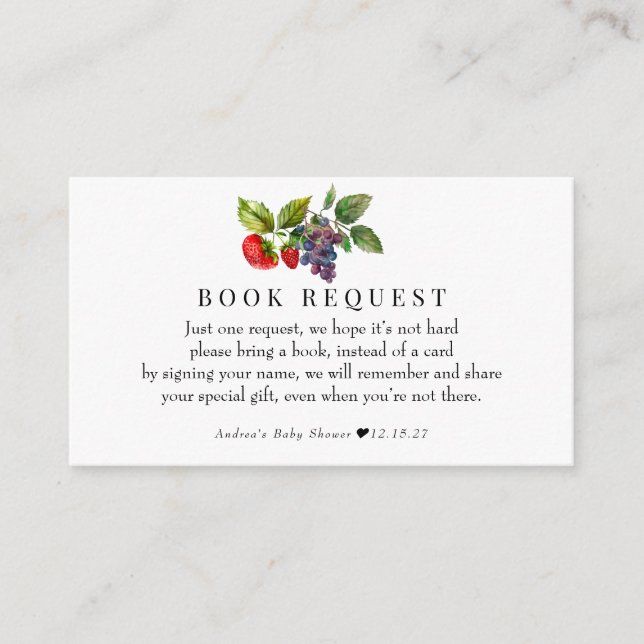 Carte D'accompagnement Livres Berry Sweet Baby shower pour bébé (Devant)