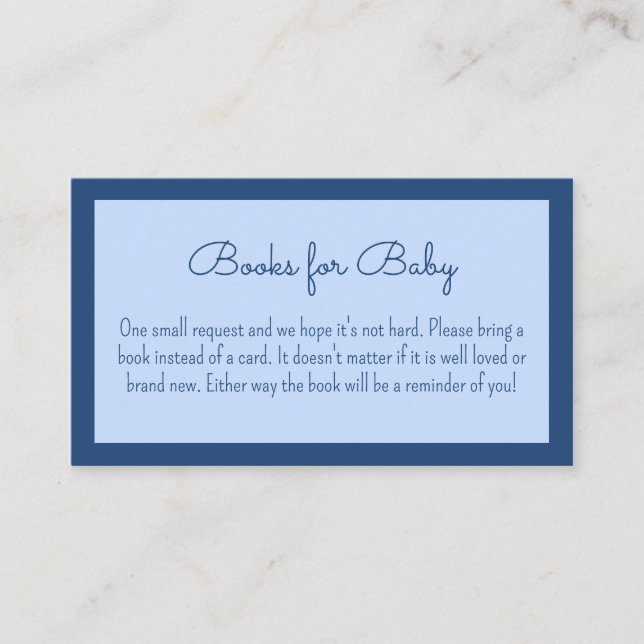 Carte D'accompagnement Livres bleu doux et simple pour bébé (Devant)