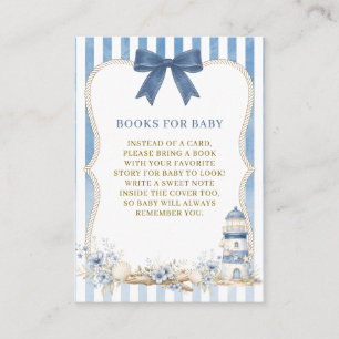 Carte D'accompagnement Livres Bleus de Phare Nautique pour Baby Shower