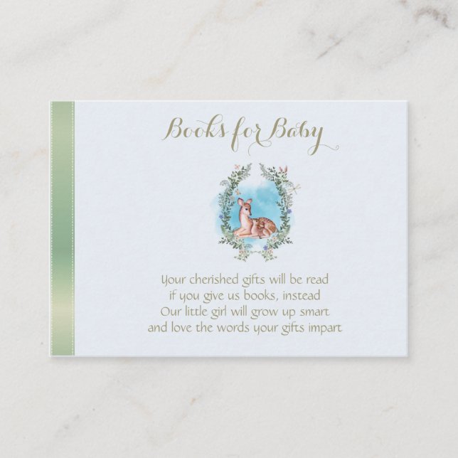 Carte D'accompagnement Livres Blue Woodland Deer Pour Baby shower (Devant)