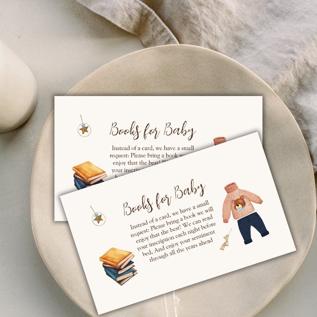Carte D'accompagnement Livres Boho Boy Vêtements D'Hiver Pour Baby shower (Books Boho Boy Winter Clothes For Baby Shower Enclosure Card)