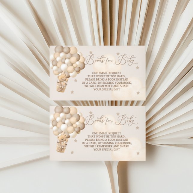 Carte D'accompagnement Livres Brown Ballons Ours Pour Baby shower Bébé (Créateur téléchargé)