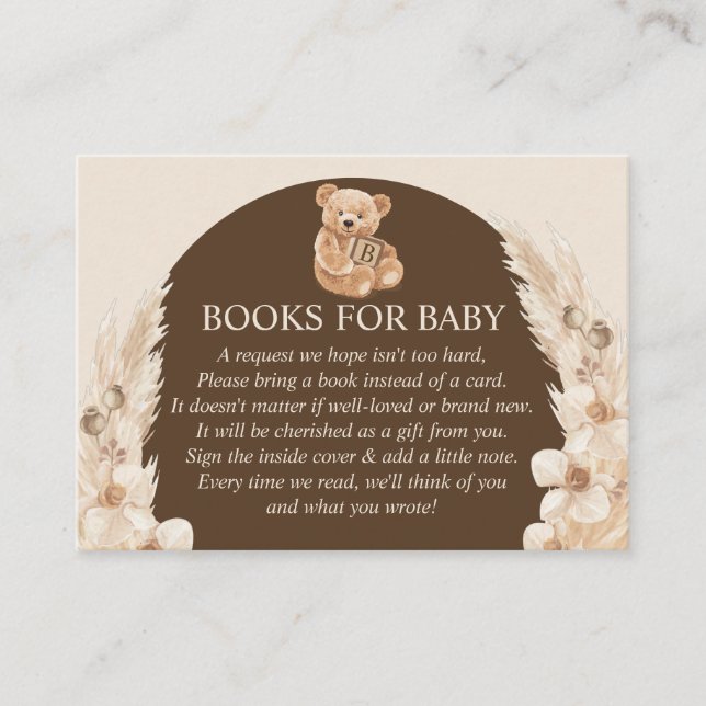 Carte D'accompagnement Livres Brown Pampas Grass Teddy Bear Pour Bébé (Devant)