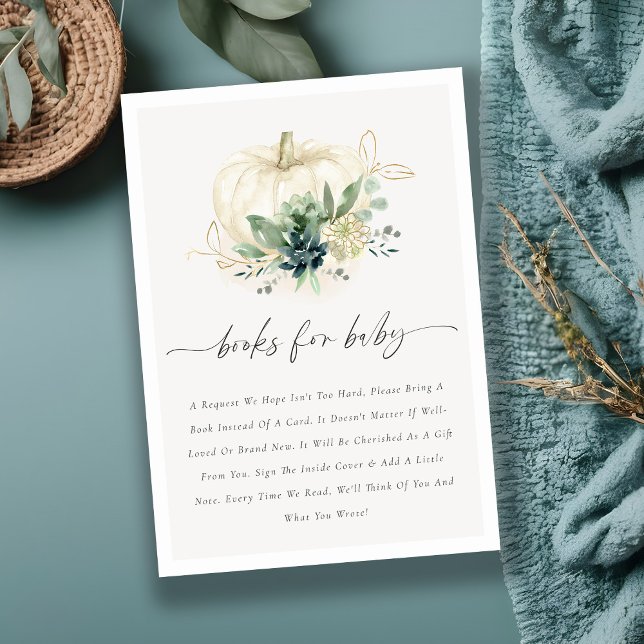 Carte D'accompagnement Livres citrouille succulente bleue pour Baby Showe (Créateur téléchargé)