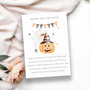 Carte D'accompagnement Livres Citrouilles Halloween pour le Baby shower