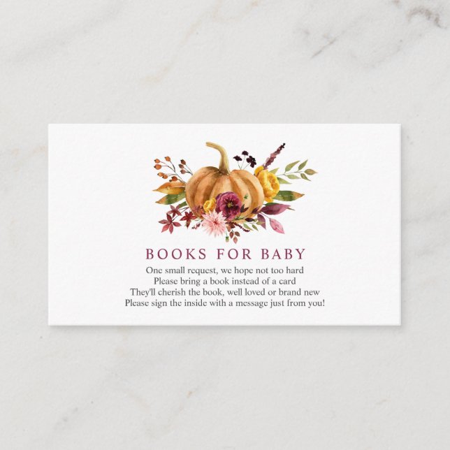 Carte D'accompagnement Livres citrouilles pour Baby insert card (Devant)