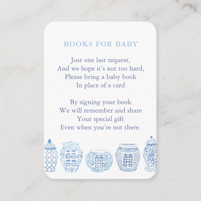 Carte D'accompagnement Livres Classiques Bleus Et Blancs Pour Le Baby sho (Devant)
