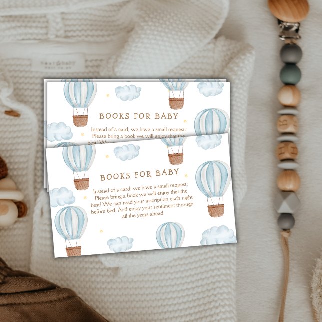 Carte D'accompagnement Livres Cloud À Ballons À Air Chaud Pour Baby showe (Hot Air Balloon Cloud Books For Baby Shower Enclosure Card)
