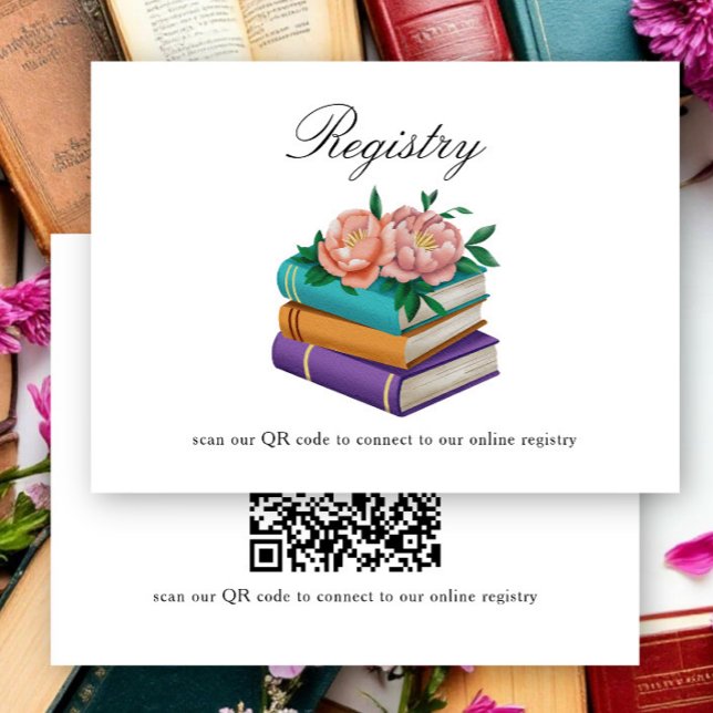 Carte D'accompagnement Livres Code QR de douche de mariée pour le registr (Créateur téléchargé)