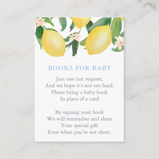 Carte D'accompagnement Livres correspondants pour bébé garçon citrons thè (Devant)