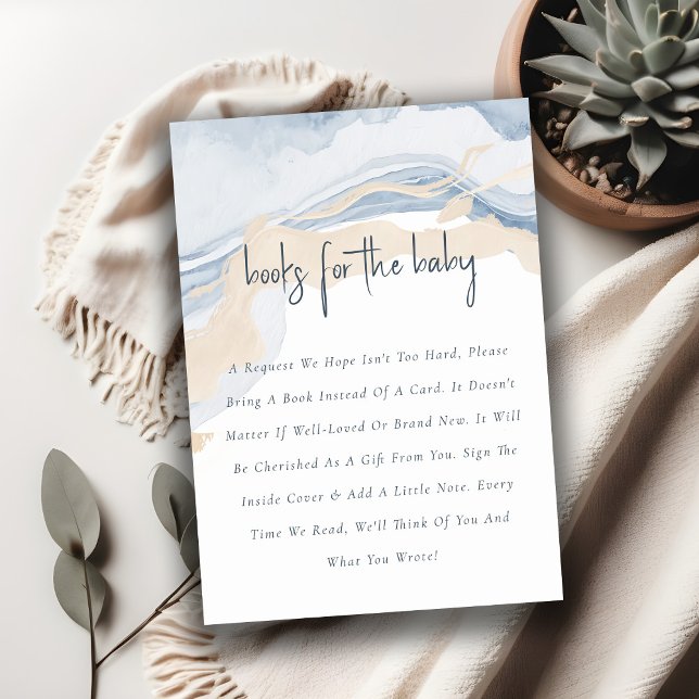 Carte D'accompagnement Livres Côtiers Bleu Bleu Abstrait Pour Baby shower (Créateur téléchargé)