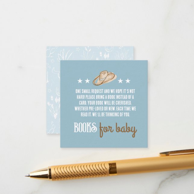 Carte D'accompagnement Livres Cowboy Desert Pour Baby Encape Card (Devant/Arrière en situation)