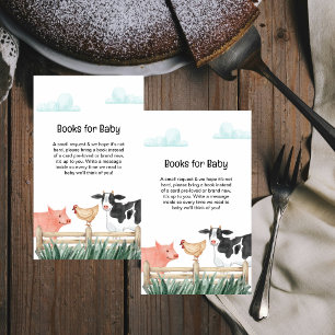Carte D'accompagnement Livres d'animaux de ferme à l'aquarelle pour Baby