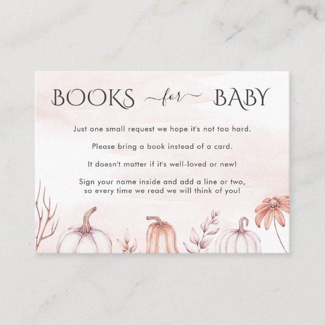 Carte D'accompagnement Livres d'automne doux pour le Baby shower (Devant)