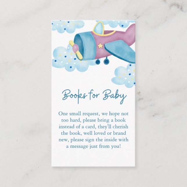 Carte D'accompagnement Livres d'avion pourpre pour bébé (Devant)
