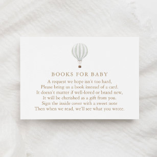 Carte D'accompagnement Livres de Baby shower à air chaud vert pour bébé