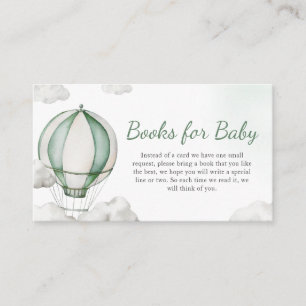 Carte D'accompagnement Livres de Baby shower à air chaud vert pour bébé
